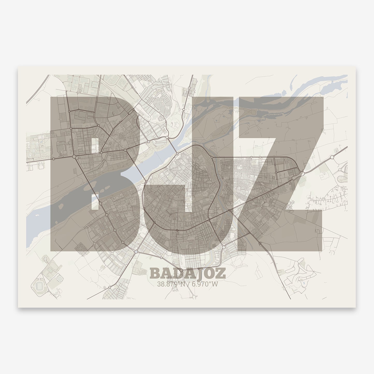 Badajoz Map V02 Rustic / No Frame / No