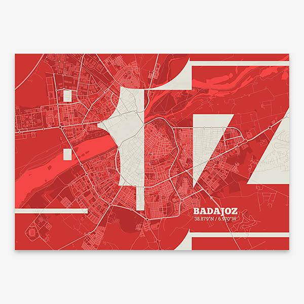 Poster of  composed with letters from its abbreviation or its airport IATA code printed on red and an off-white background