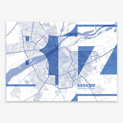 Poster of  composed with letters from its abbreviation or its airport IATA code printed on navy blue and white