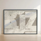 Póster artístico de Badajoz con tipografía geométrica - Decoración personalizada