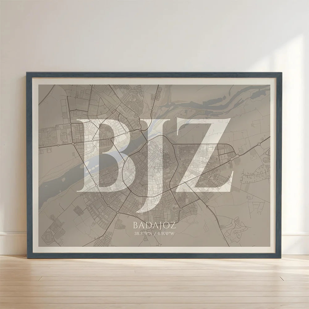 Lámina elegante de Badajoz – Póster minimalista y sofisticado