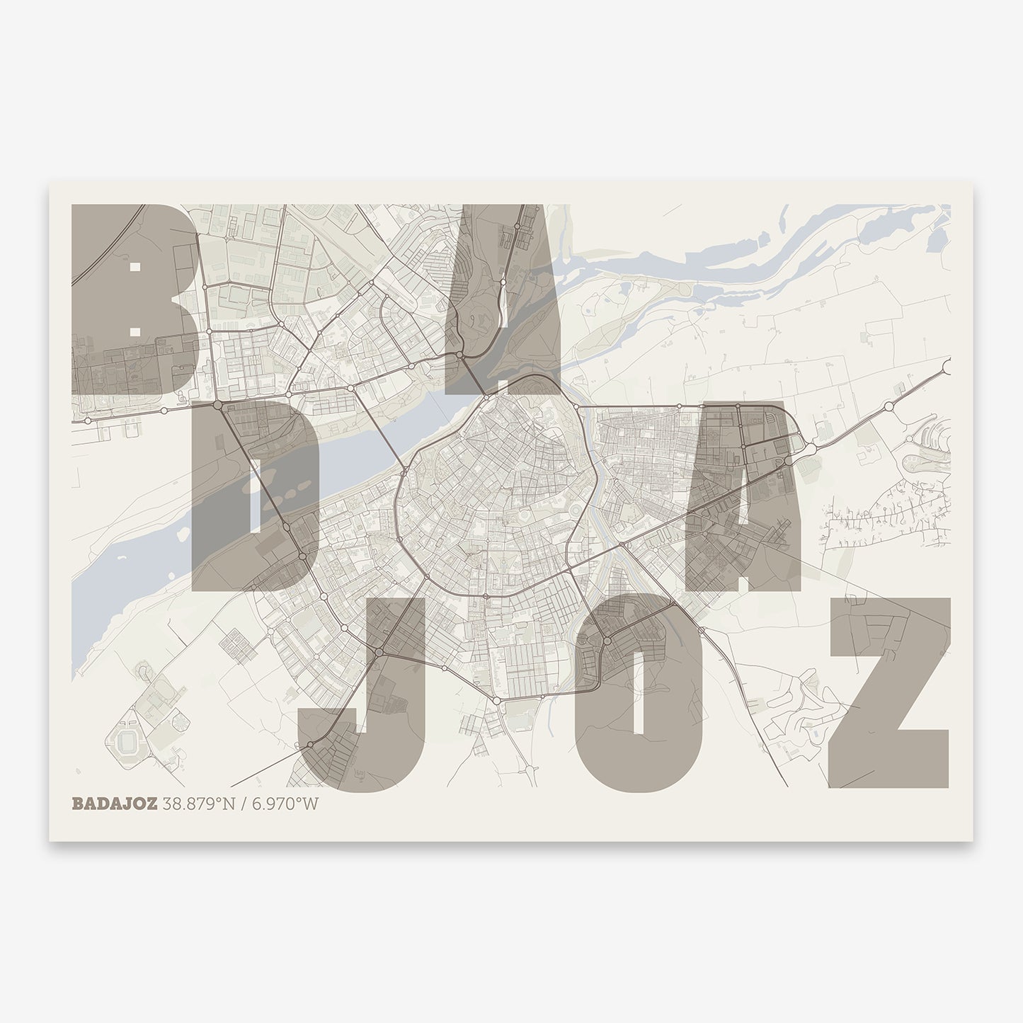 Badajoz Map V08 Rustic / No Frame / No