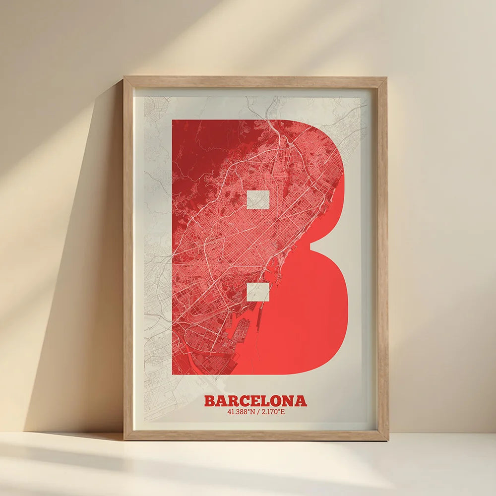 Lámina decorativa de Barcelona – Arte tipográfico moderno