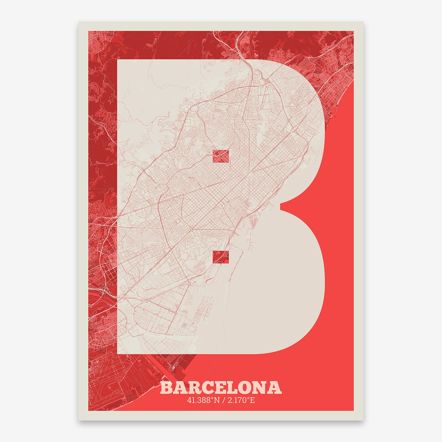 Barcelona Map V02 Boho / No Frame / No