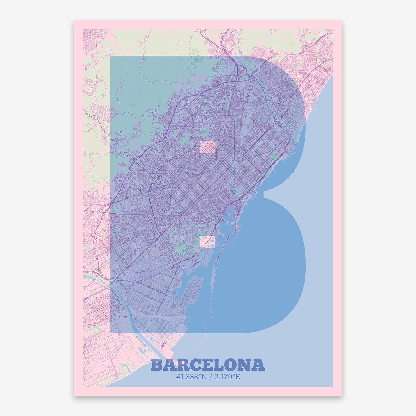 Barcelona Map V02 Nursery / No Frame / No