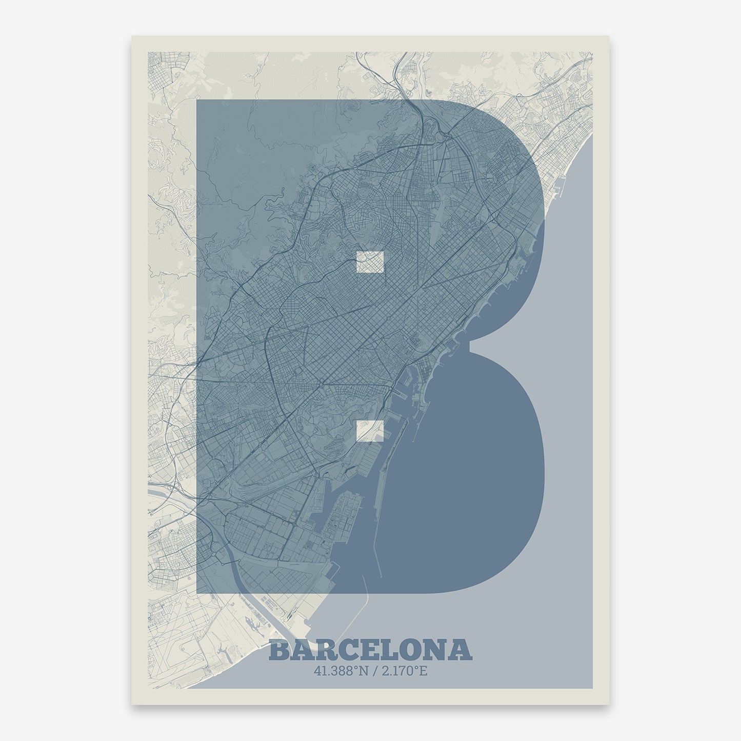 Barcelona Map V02 Seaside / No Frame / No