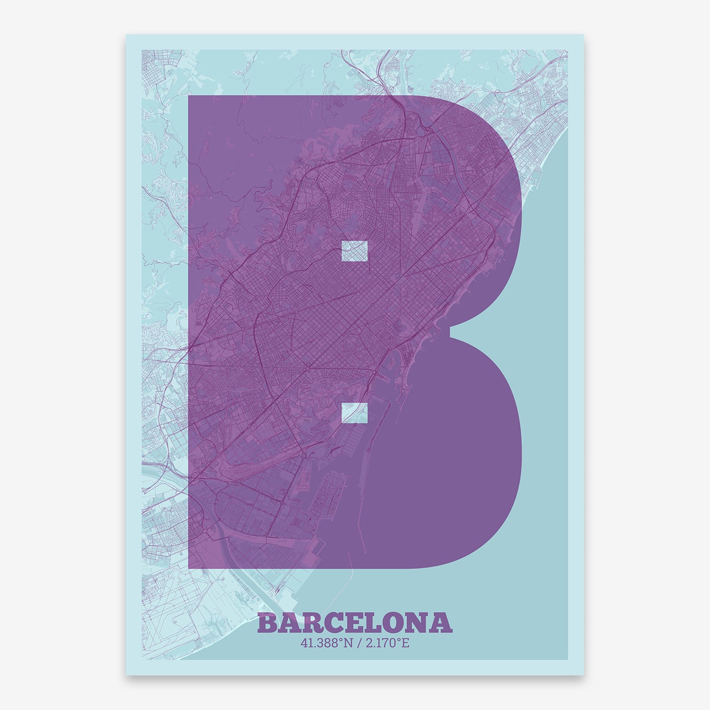 Barcelona Map V02 Shabby / No Frame / No