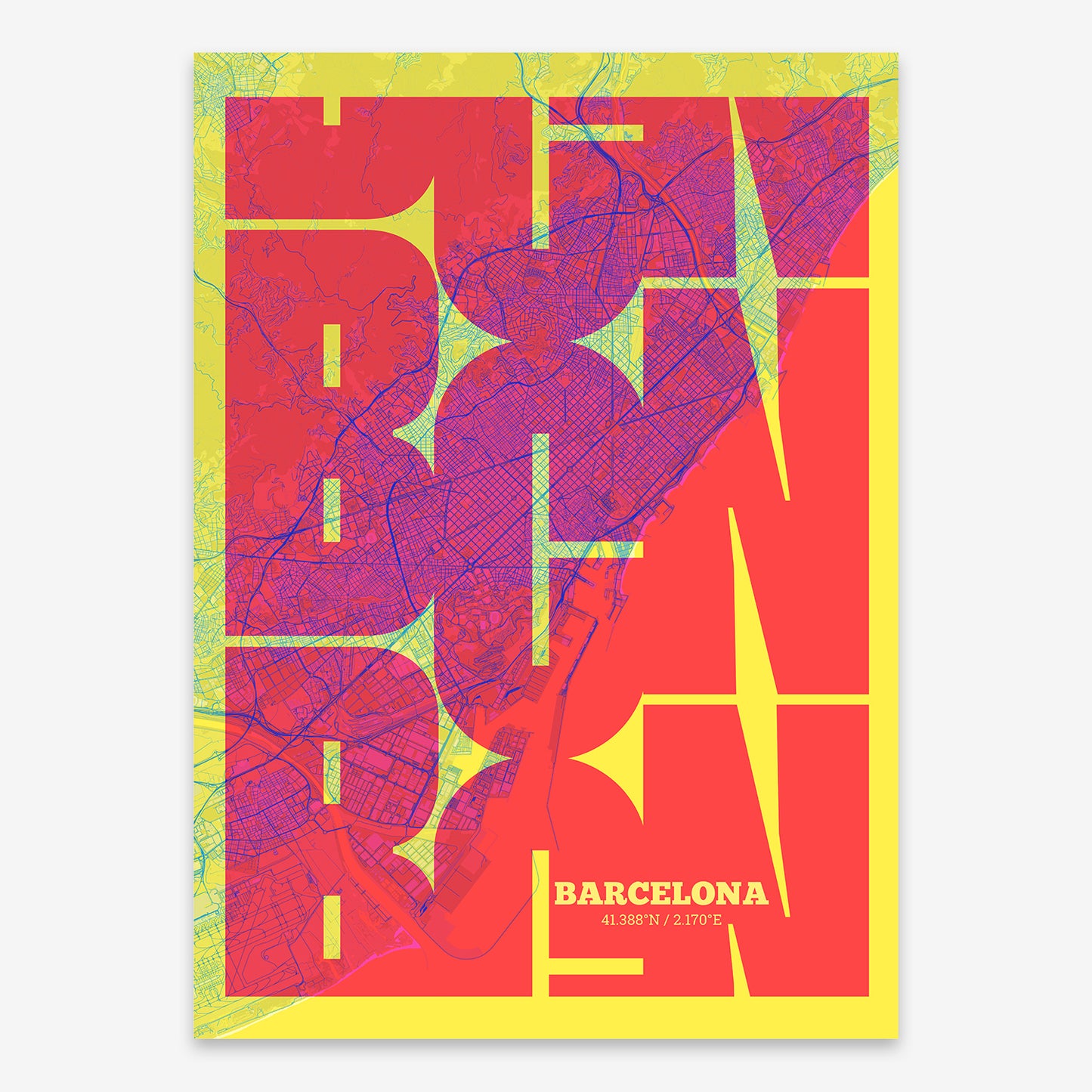 Barcelona Map V03 Miami / No Frame / No