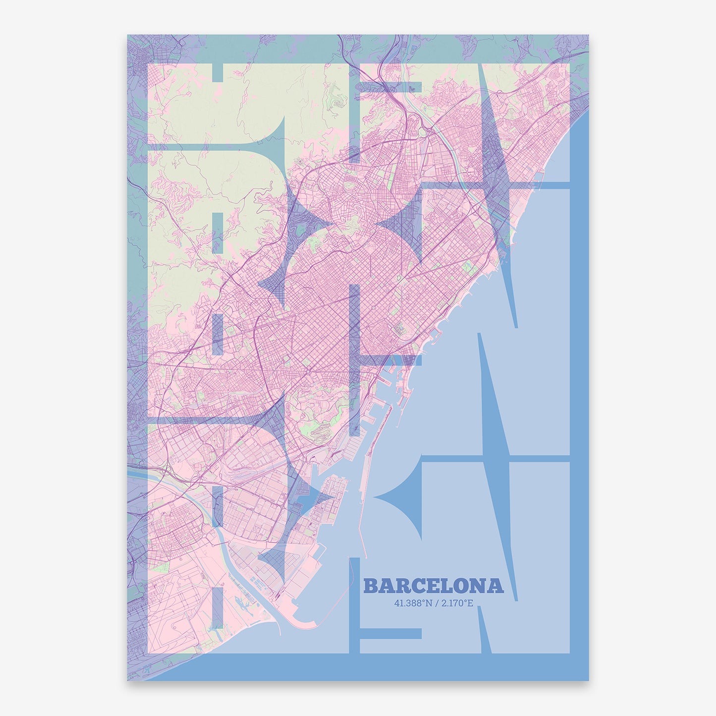 Barcelona Map V03 Nursery / No Frame / No