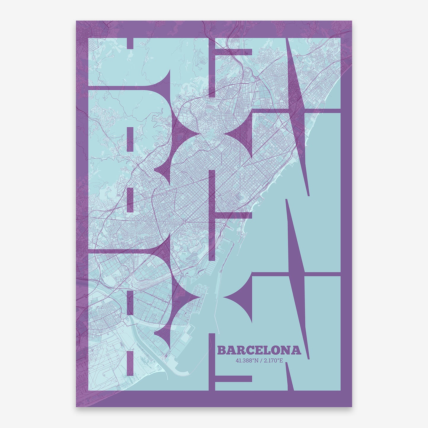 Barcelona Map V03 Shabby / No Frame / No