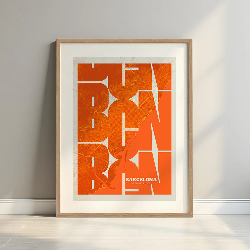 Barcelona art poster with geometric typography - Custom decoration