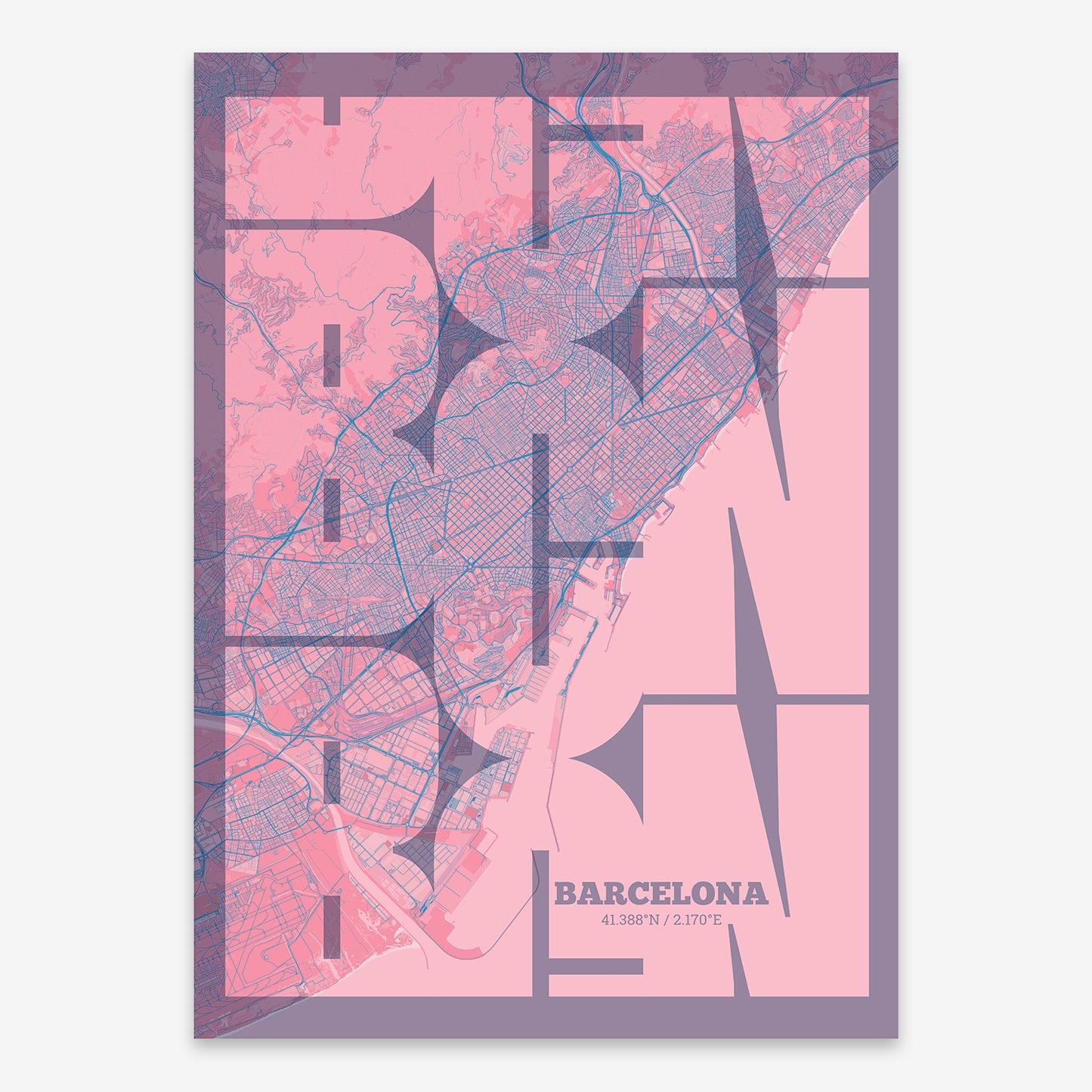 Barcelona Map V03 Tuscan / No Frame / No