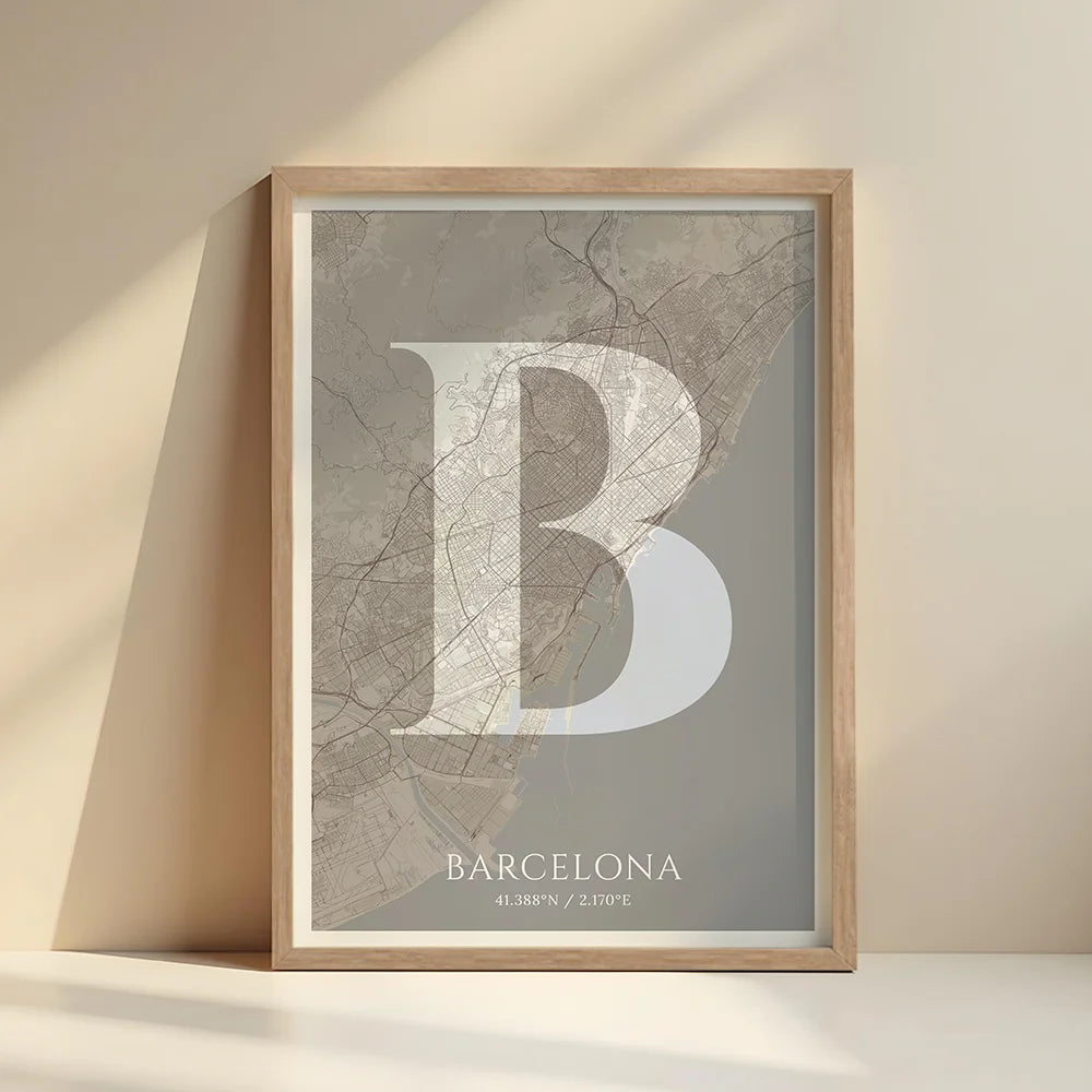 Lámina elegante de Barcelona – Póster minimalista y sofisticado