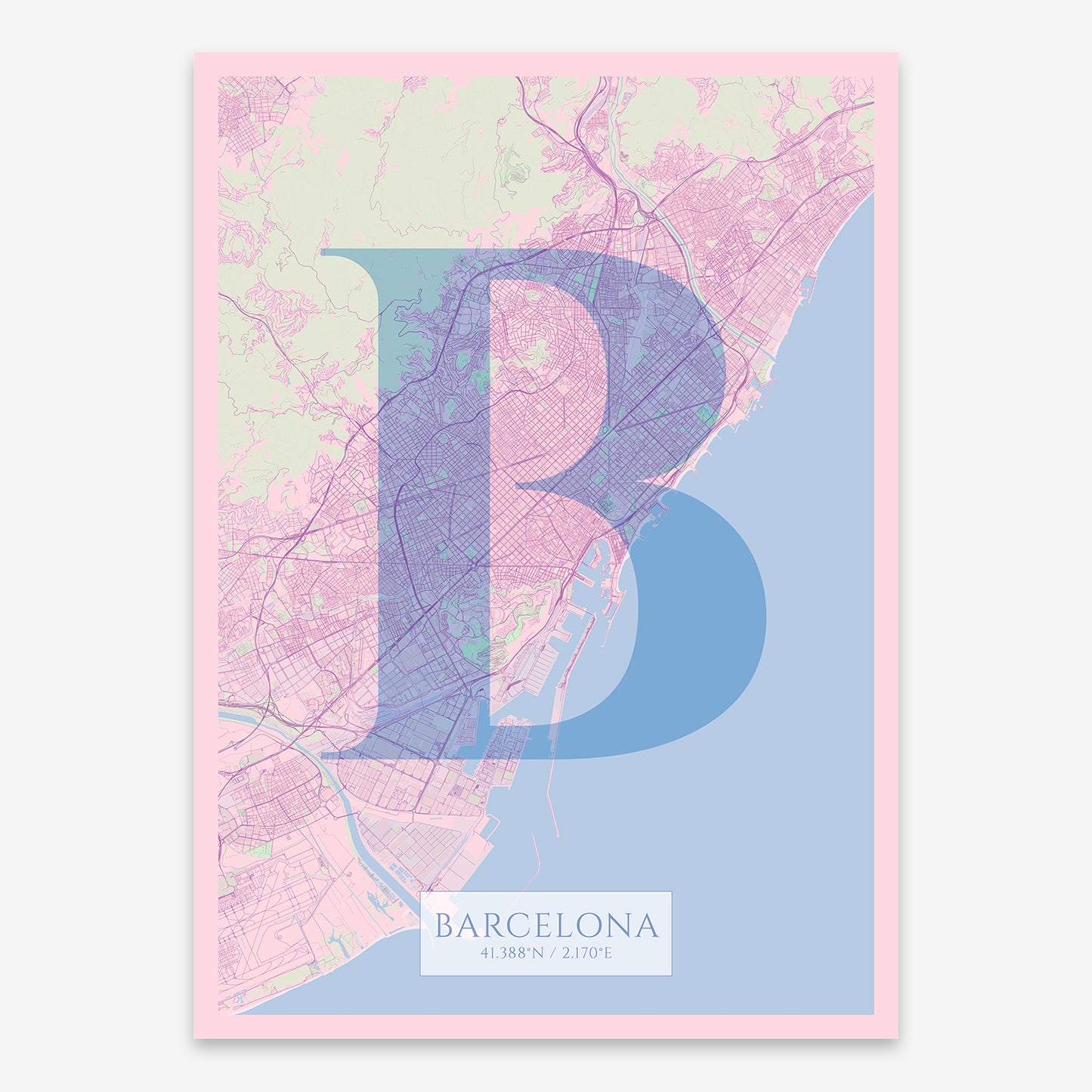 Barcelona Map V06 Nursery / Frame / No