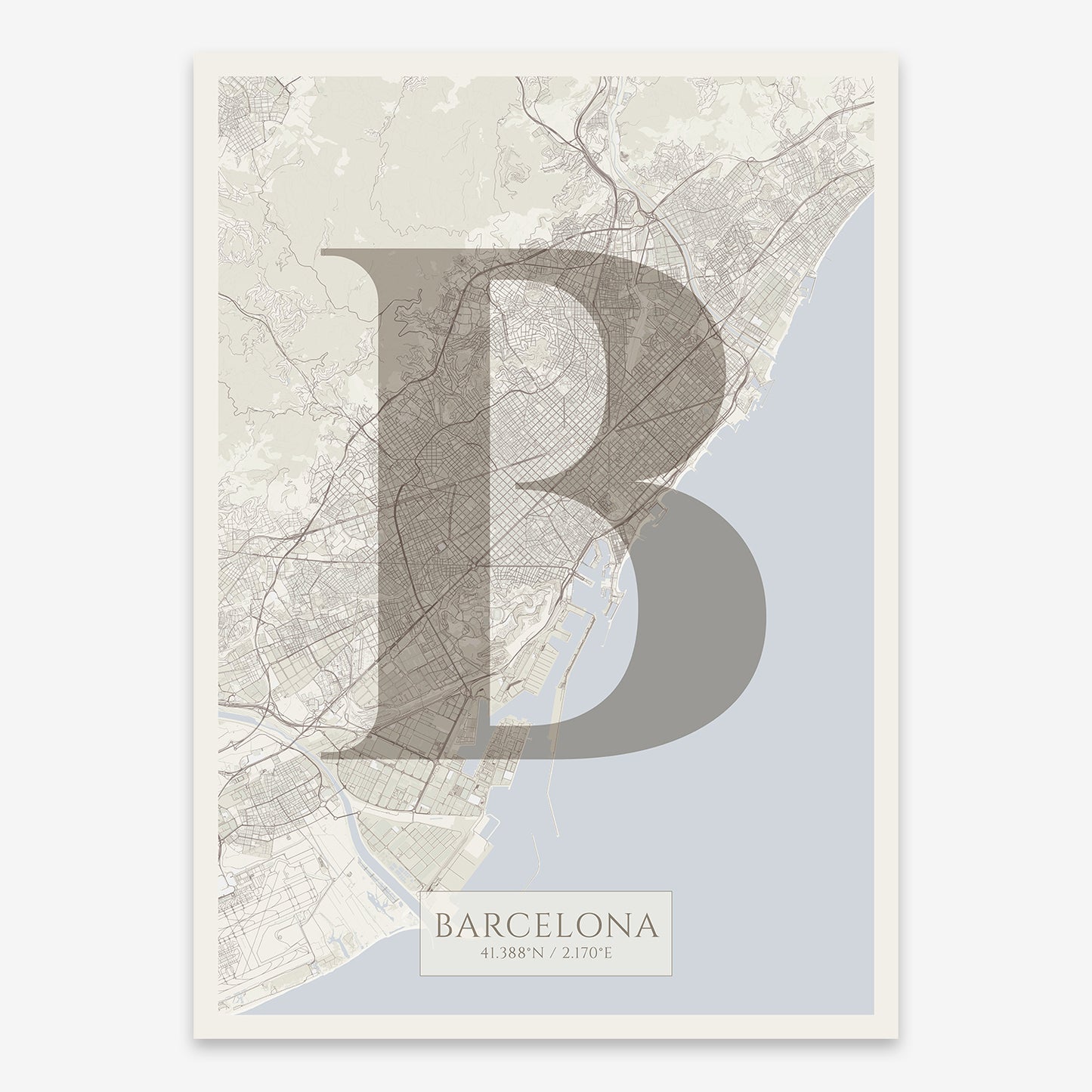 Barcelona Map V06 Rustic / No Frame / No