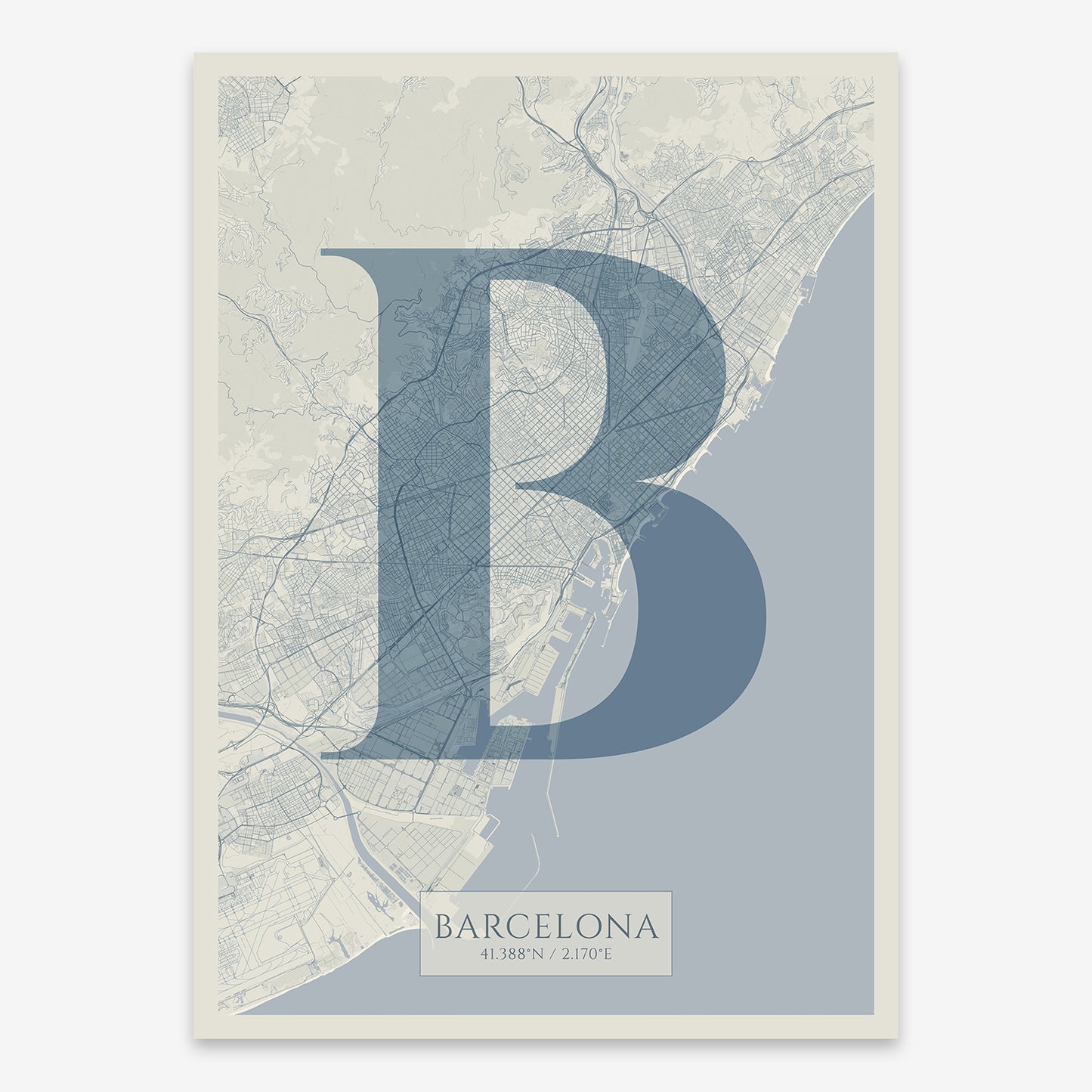 Barcelona Map V06 Seaside / No Frame / Yes