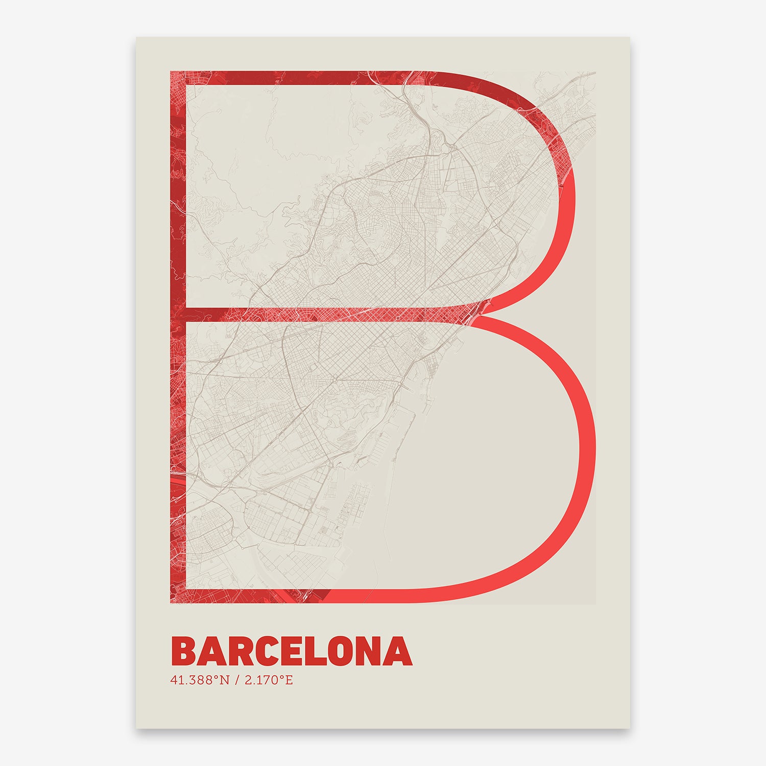 Barcelona Map V07 Boho / No Frame / No