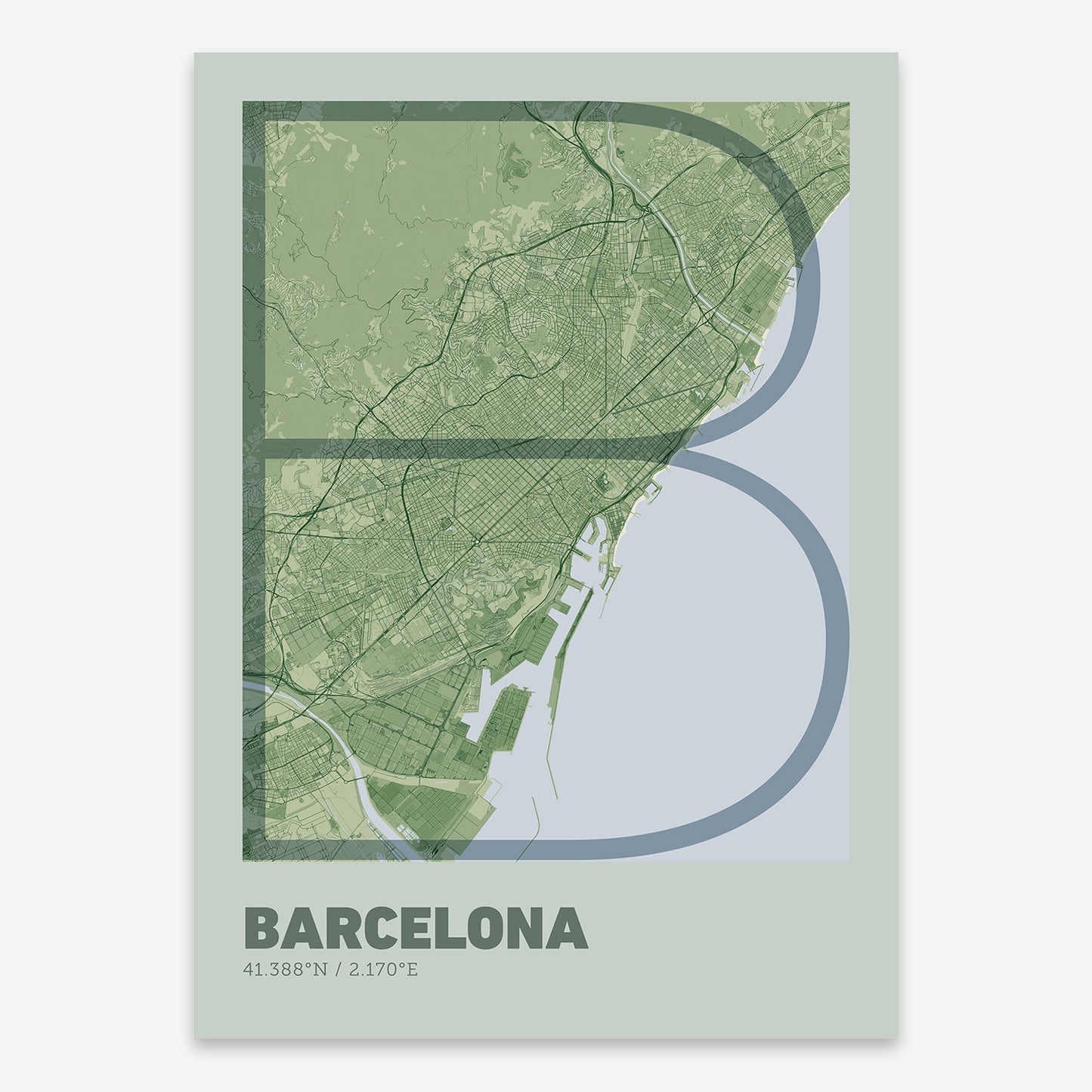 Barcelona Map V07 Kyoto / No Frame / No