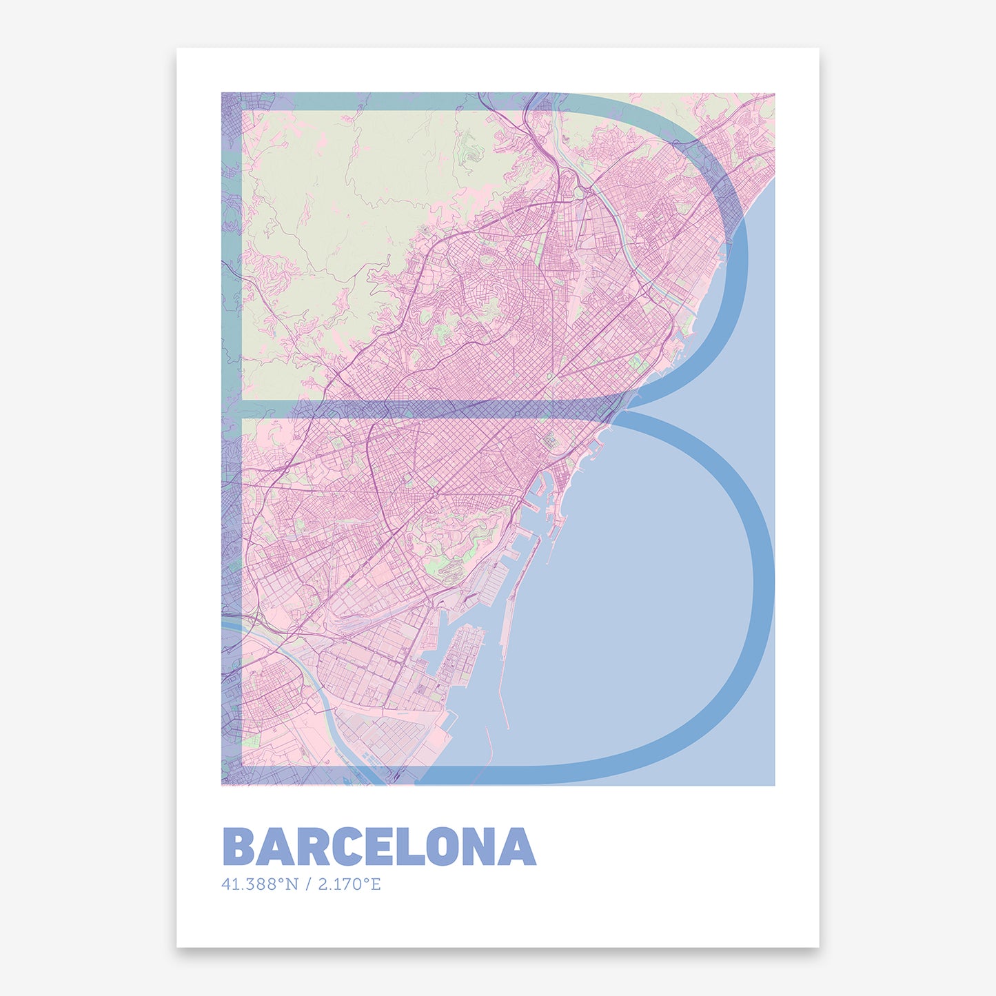 Barcelona Map V07 Nursery / No Frame / No