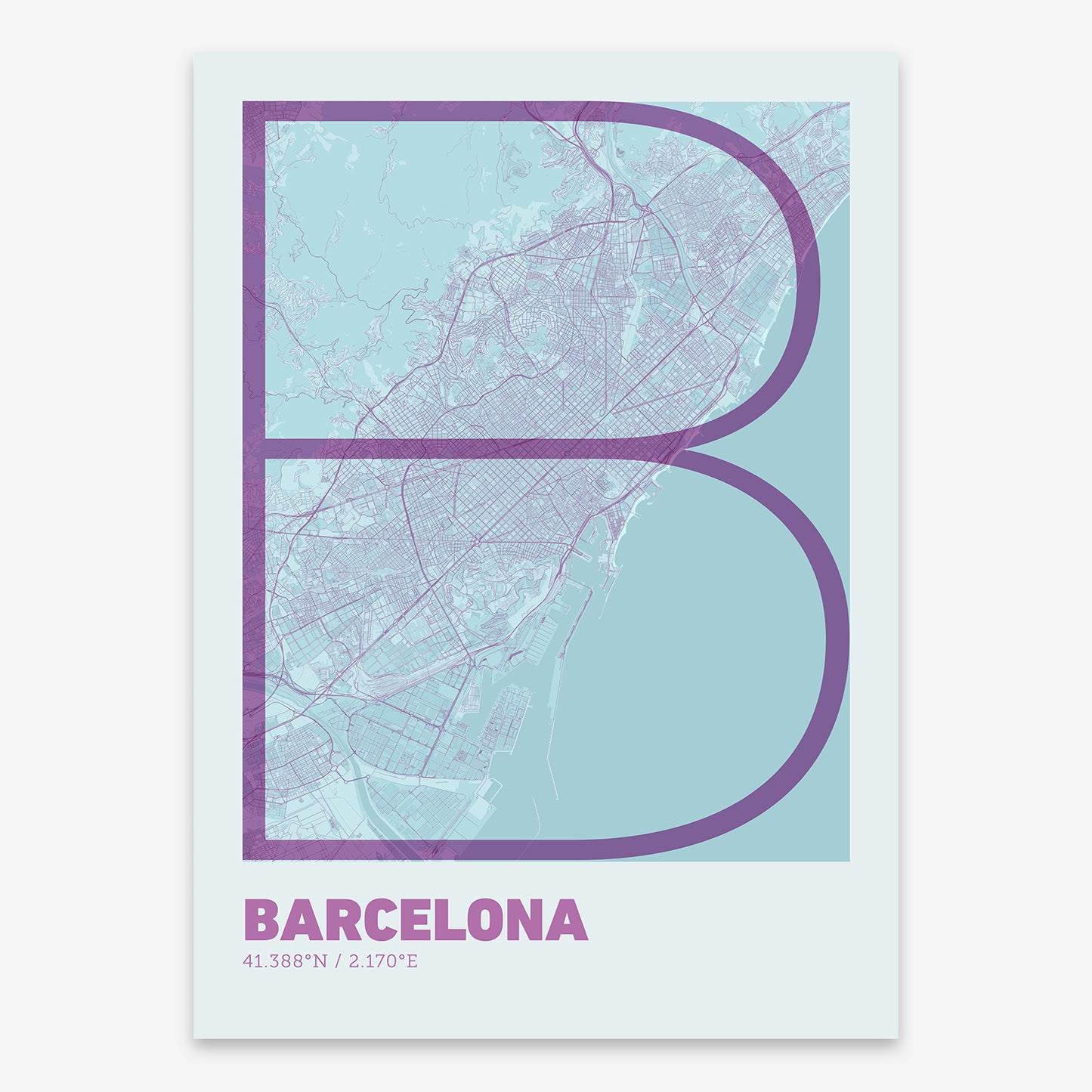 Barcelona Map V07 Shabby / No Frame / No