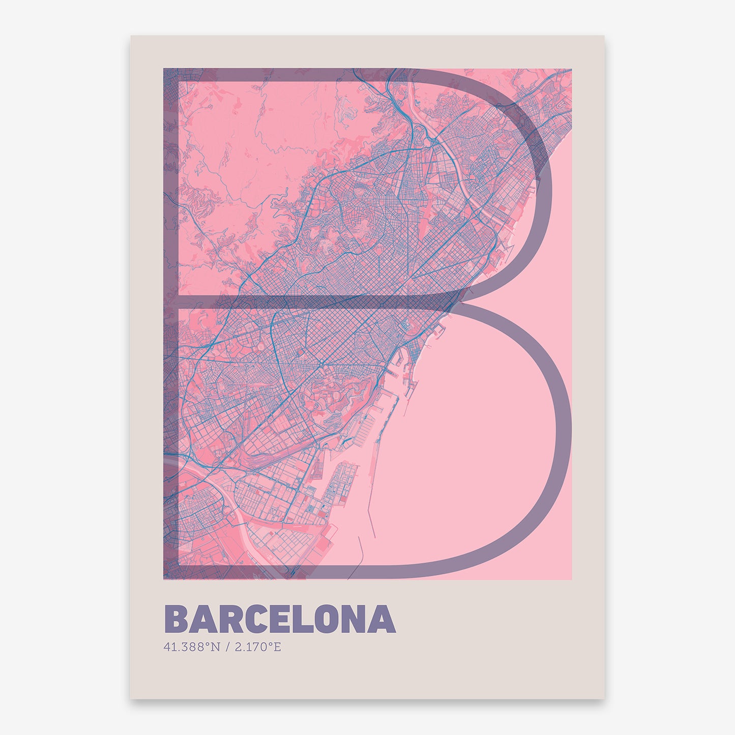 Barcelona Map V07 Tuscan / No Frame / No