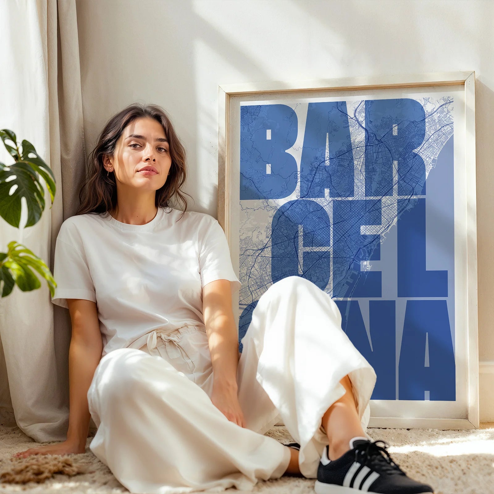 Lámina creativa de Barcelona – Diseño gráfico y tipografía sobre mapa