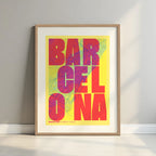 Creative print of Barcelona – Graphic design and typography on a map