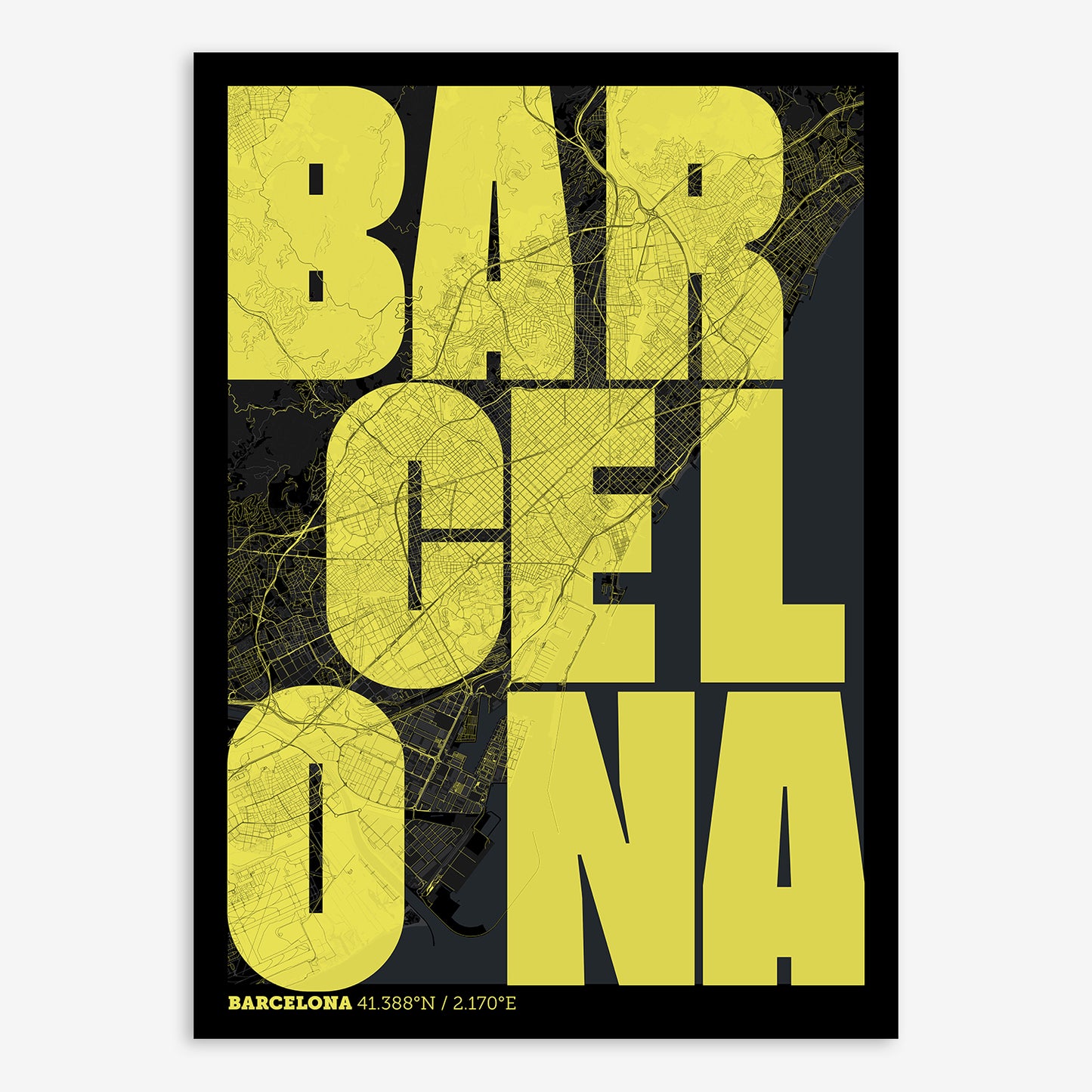 Barcelona Map V08 Night / No Frame / No