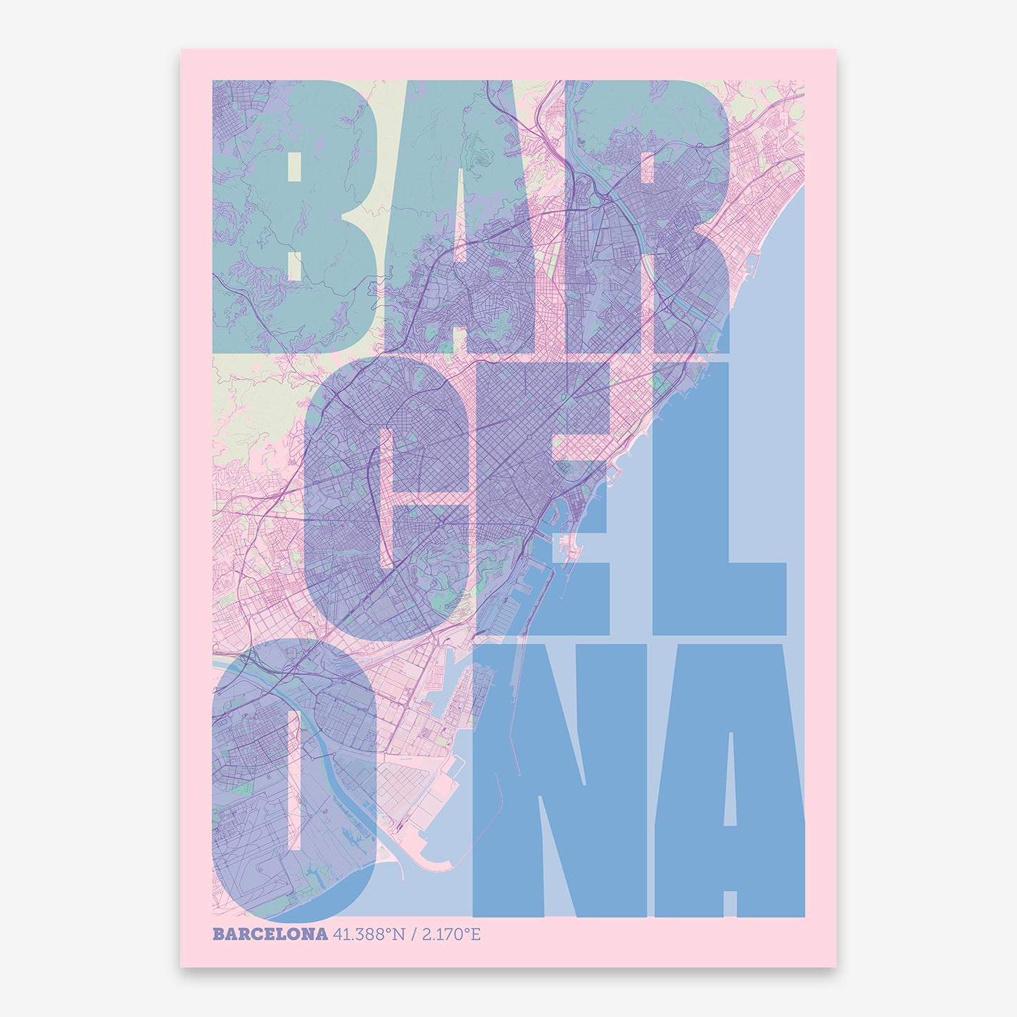 Barcelona Map V08 Nursery / No Frame / Yes