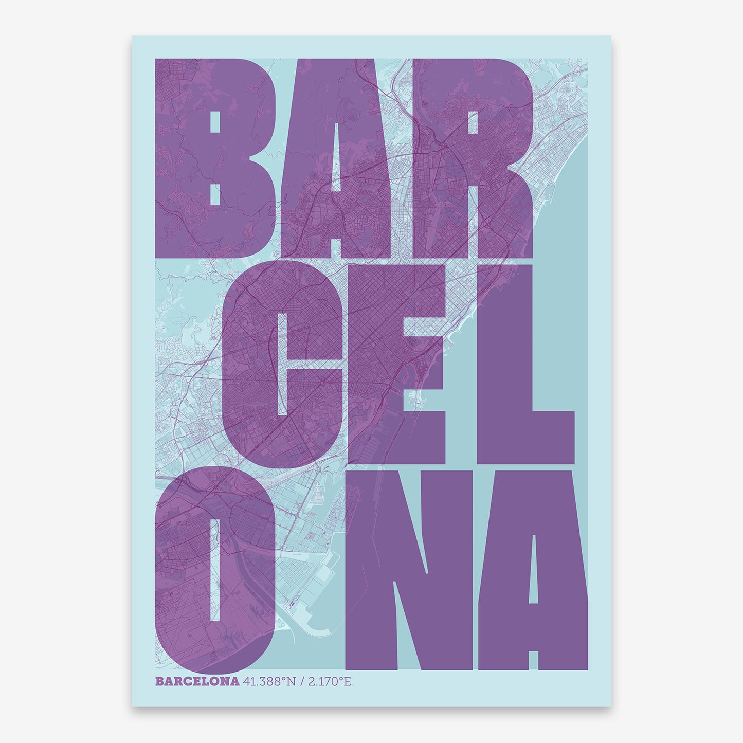 Barcelona Map V08 Shabby / No Frame / Yes