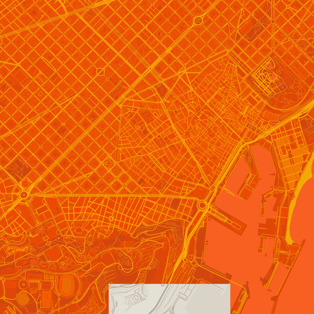 Detalle de la lámina tipográfica de Barcelona, textura del papel Giclée