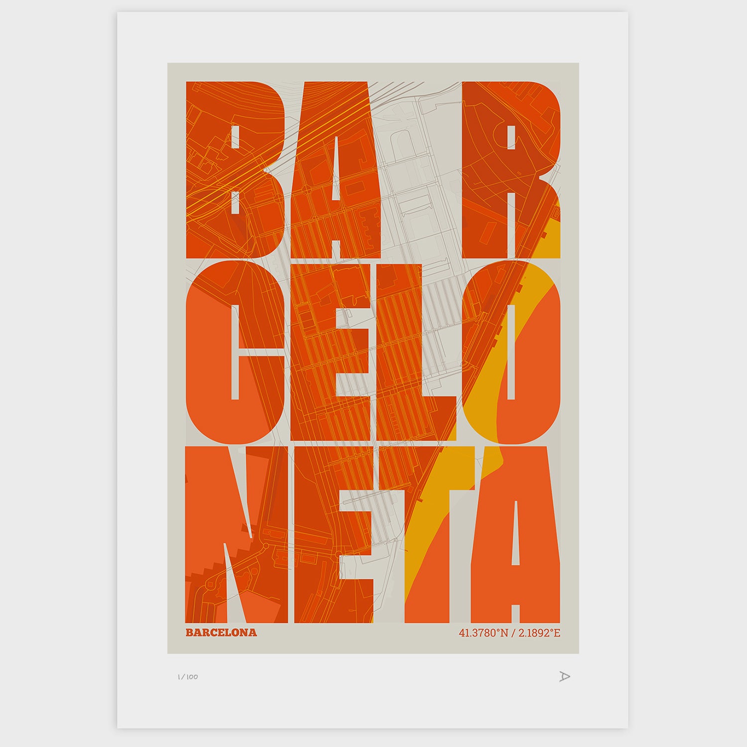 La Barceloneta typographic print, Revoltosa design