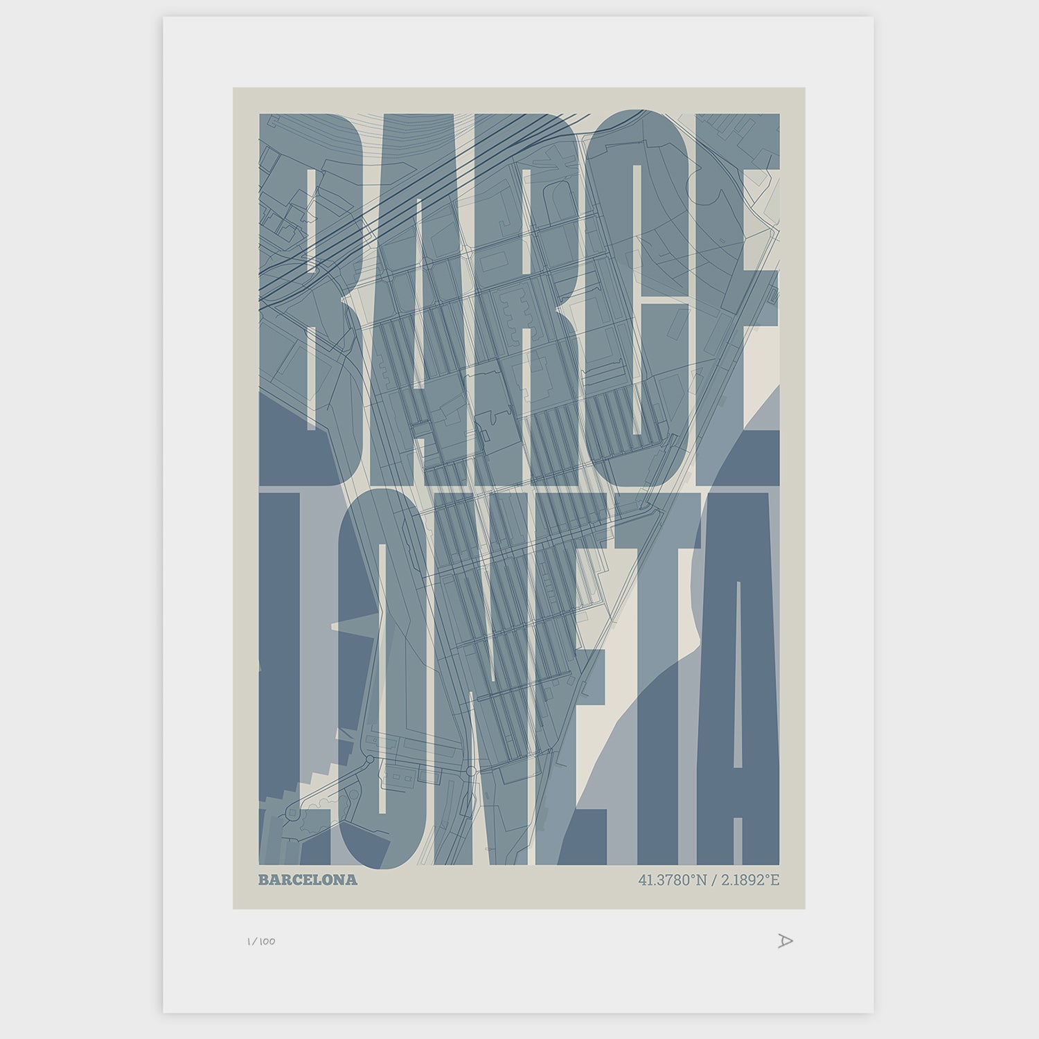 La Barceloneta typographic print, Extra Comprimida design