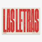 Decorative map of Madrid and letters of its name in a giclée print designed in red and an off-white background