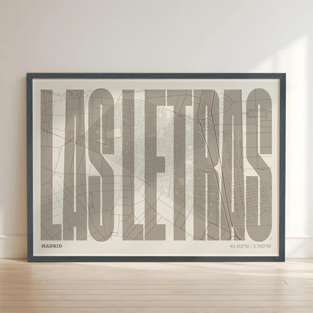 Recuerdo gráfico del Barrio de Las Letras, Madrid – Lámina tipográfica contemporánea