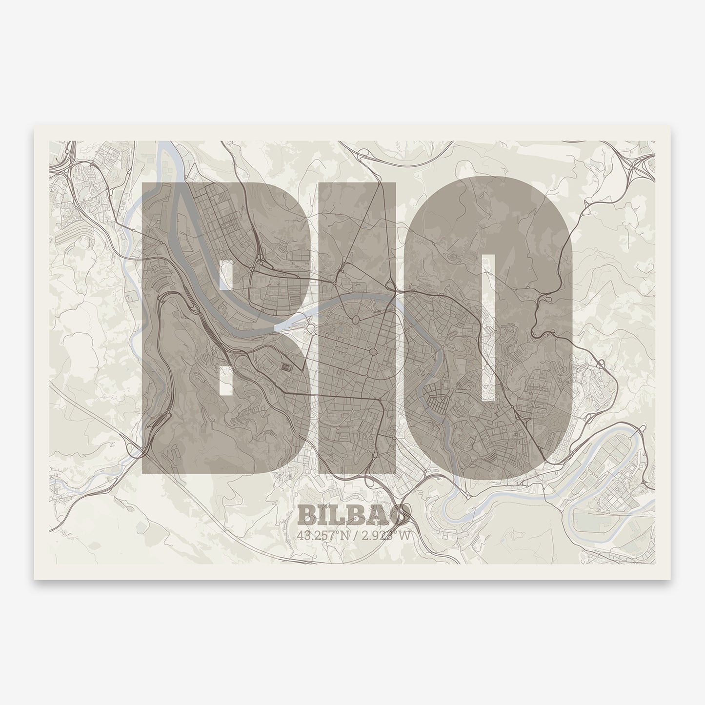 Bilbao Map V02 Rustic / No Frame / No