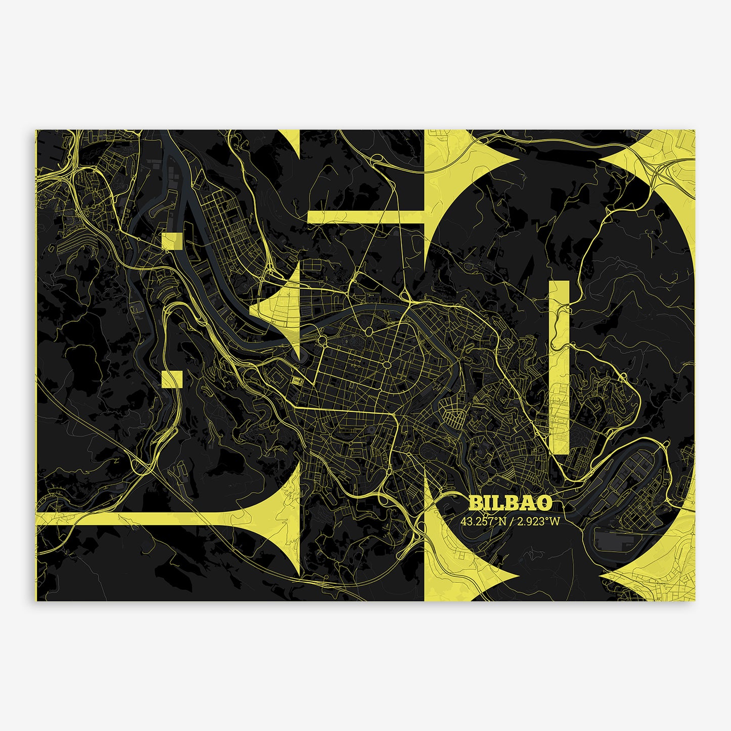 Bilbao Map V03 Night / No Frame / No