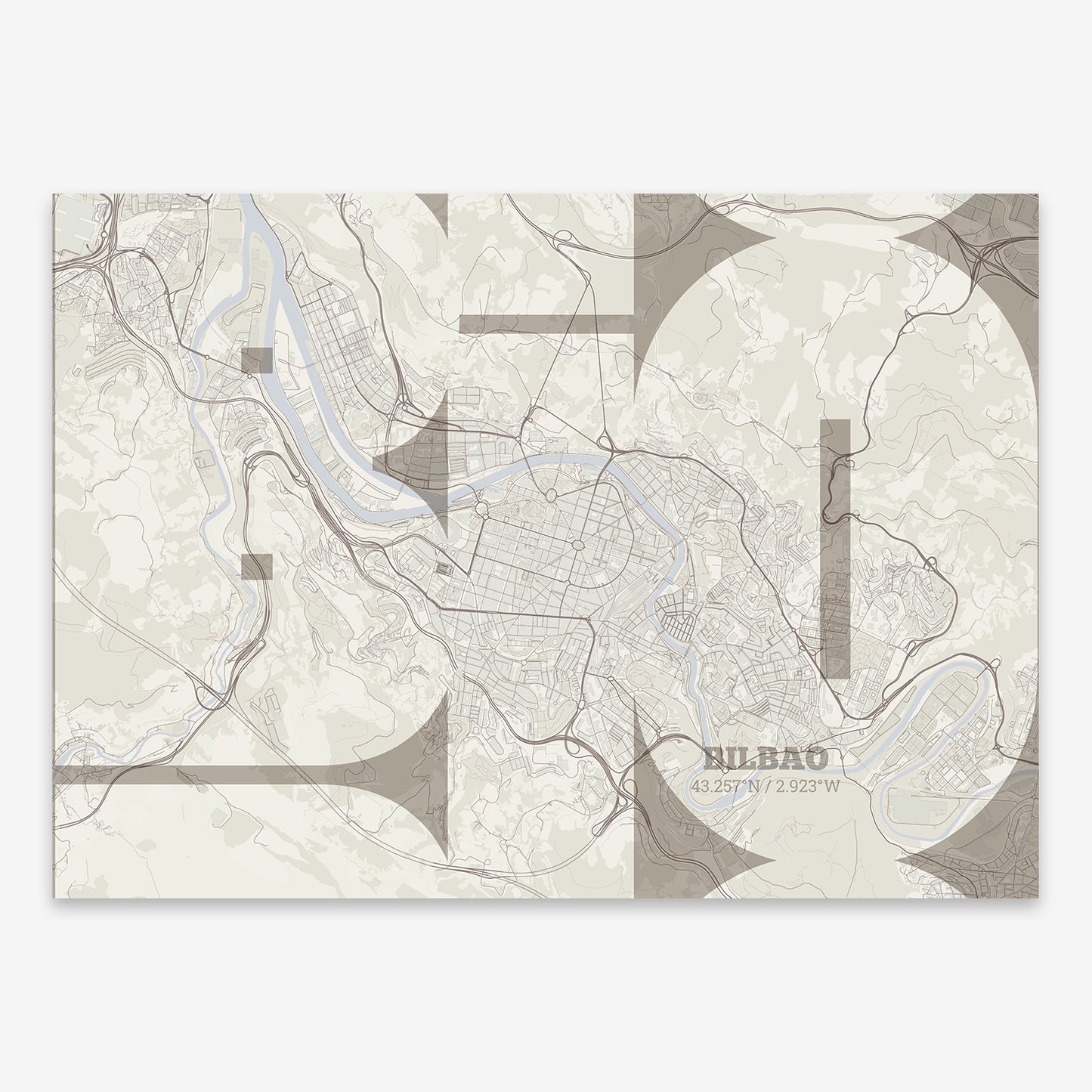 Bilbao Map V03 Rustic / No Frame / No