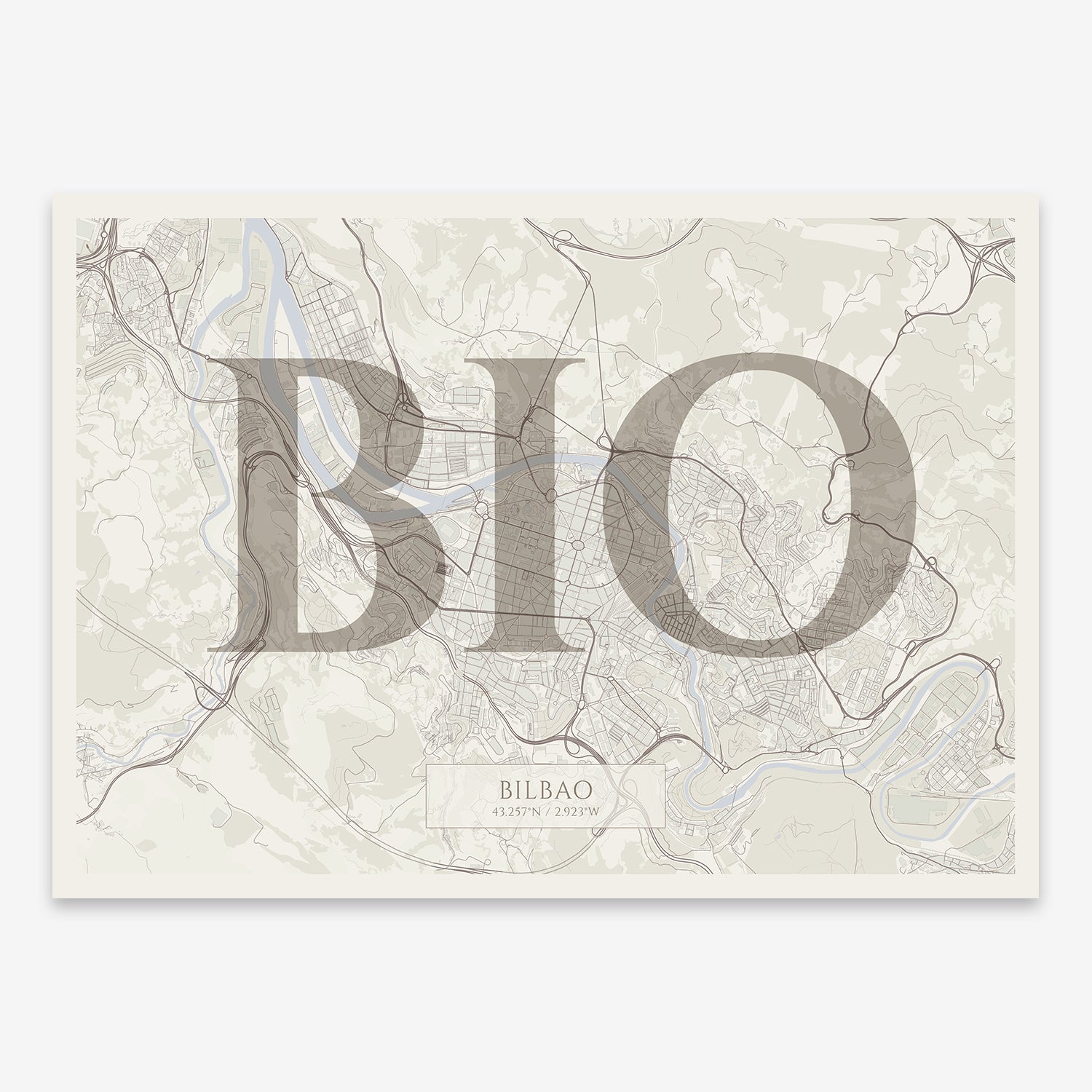 Bilbao Map V06 Rustic / No Frame / No