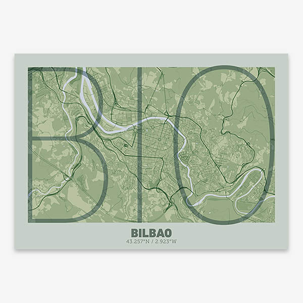 Poster of  composed with letters in extra light font printed on two green tones