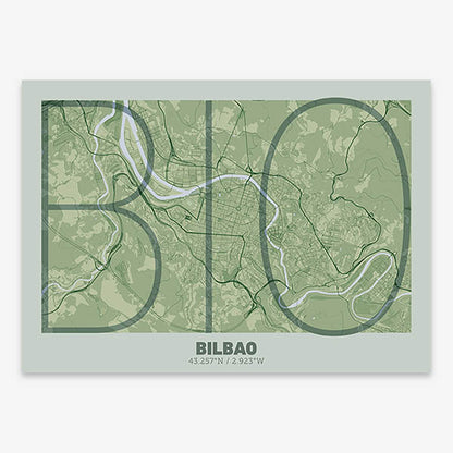 Poster of  composed with letters in extra light font printed on two green tones