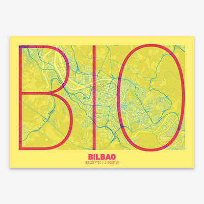 Poster of  composed with letters in extra light font printed on yellow and fuchsia