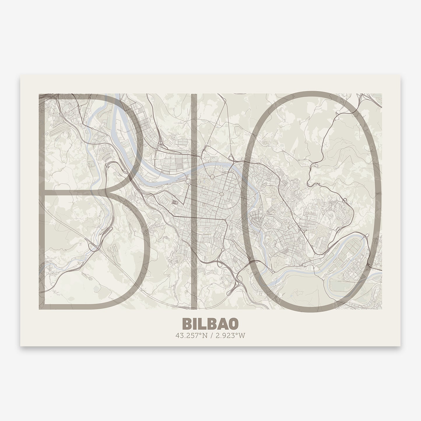 Bilbao Map V07 Rustic / No Frame / No