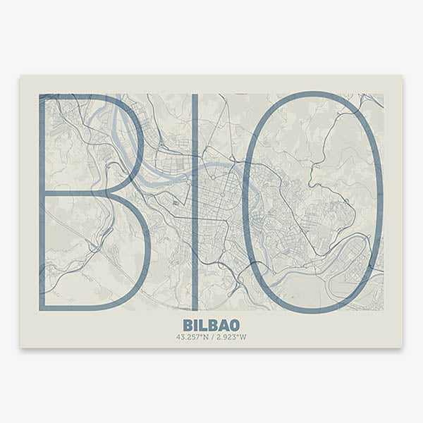 Poster of  composed with letters in extra light font printed on bluish gray and an off-white background