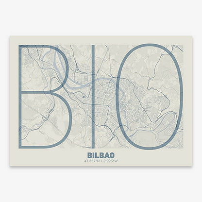 Poster of  composed with letters in extra light font printed on bluish gray and an off-white background