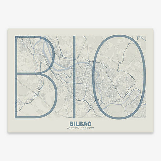 Poster of  composed with letters in extra light font printed on bluish gray and an off-white background