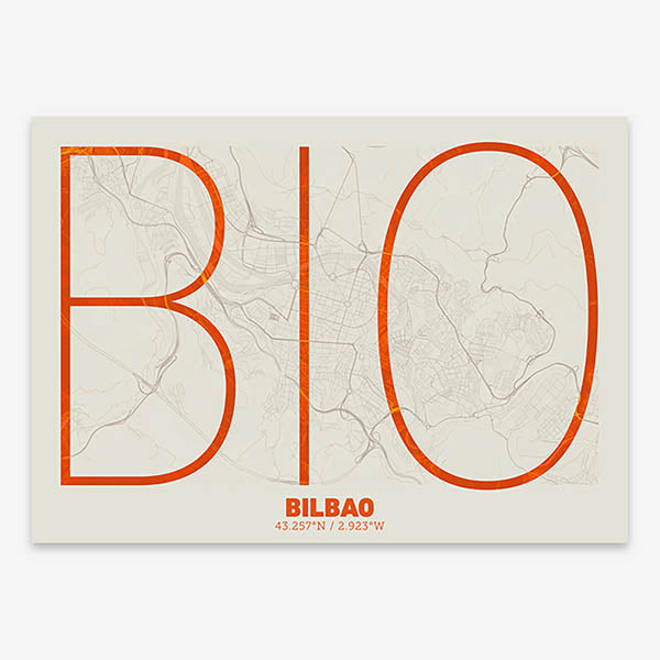 Poster of  composed with letters in extra light font printed on orange and an off-white background