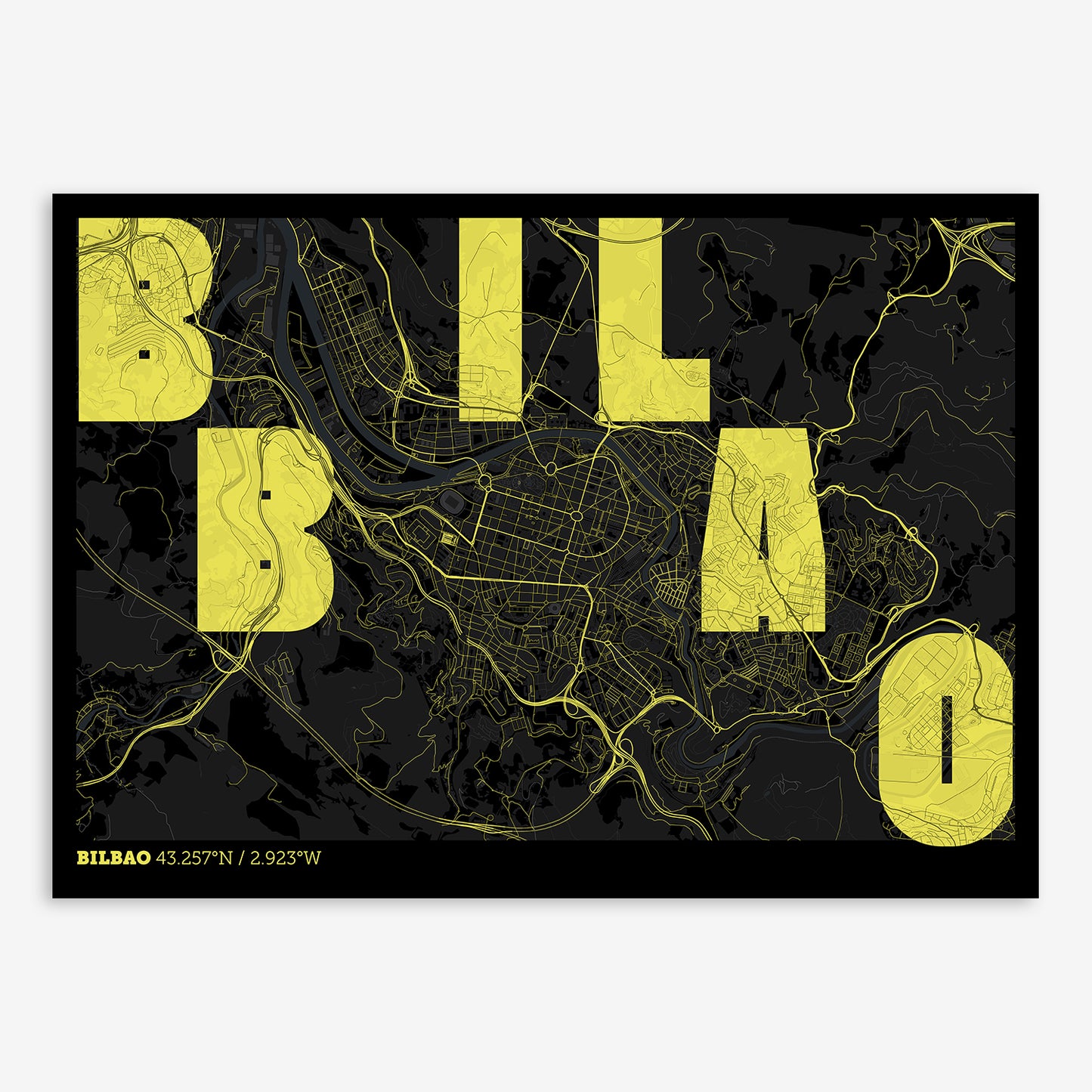 Bilbao Map V08 Night / Frame / Yes