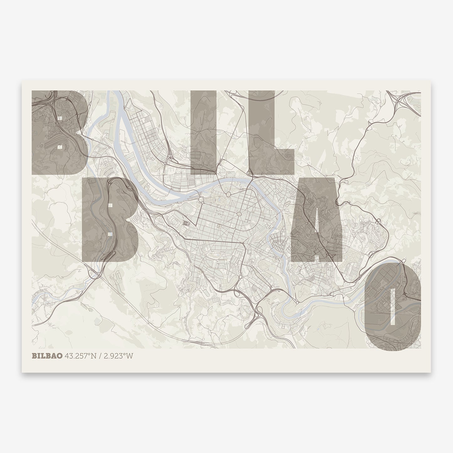 Bilbao Map V08 Rustic / No Frame / No