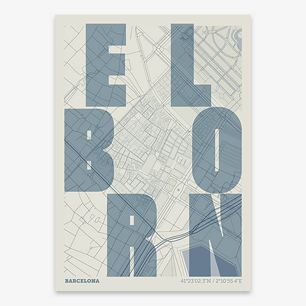 Creative print of El Born – Graphic design and typography on a map